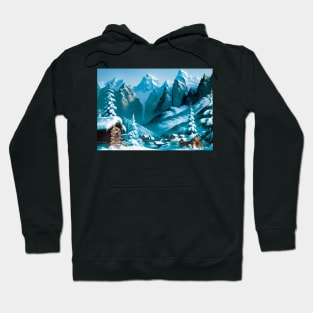 Christmas Scene - Log Cabins in the Snow Hoodie